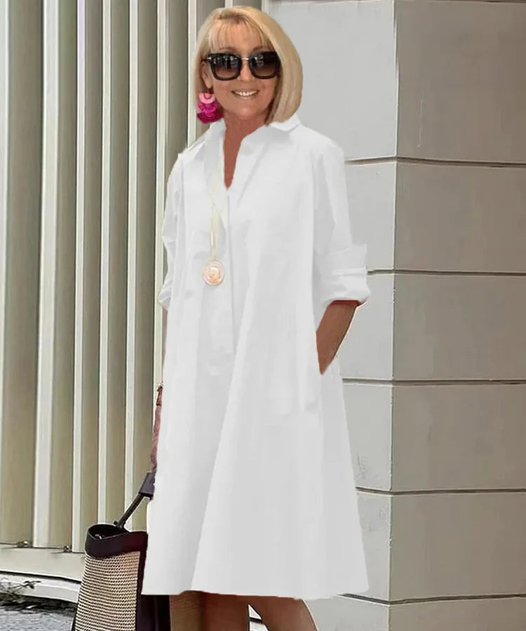 Robe chemise femme à ligne fluide, six coloris, du S au 2XL, blanc