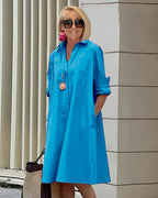 Robe chemise femme à ligne fluide, six coloris, du S au 2XL, bleu ciel