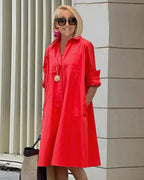Robe chemise femme à ligne fluide, six coloris, du S au 2XL, orange