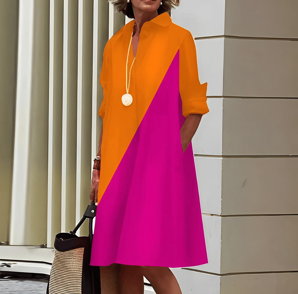 Robe chemise femme à manches 3/4 et ceinture amovible