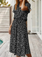 Robe chemise midi femme, coupe fluide, huit coloris, noir