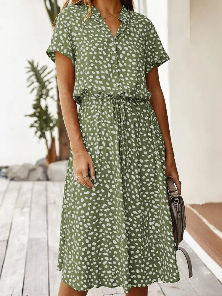 Robe chemise midi femme, coupe fluide, huit coloris