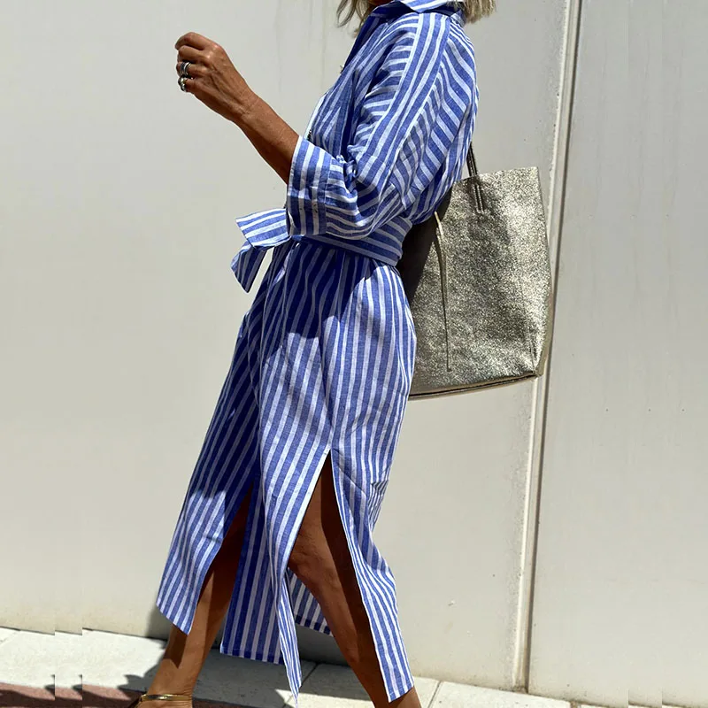 Robe chemise rayée femme pour l'été, du S au XL