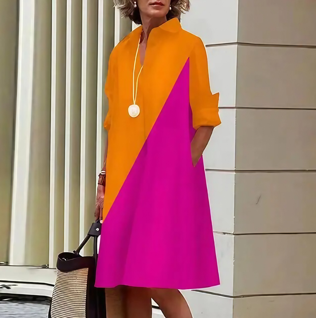 Robe chemise femme coupe fluide, douze coloris, du S au 2XL, jaune et rouge