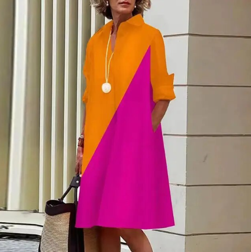Robe chemise femme coupe fluide, douze coloris, du S au 2XL, jaune et rouge