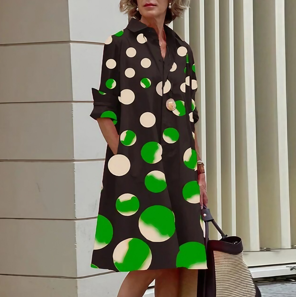 Robe chemise femme coupe fluide, douze coloris, du S au 2XL, vert et noir