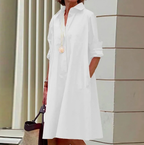 Robe chemise femme coupe fluide, douze coloris, du S au 2XL, blanc