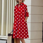 Robe chemise femme coupe fluide, douze coloris, du S au 2XL, rouge et blanc