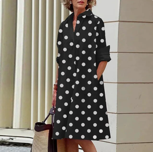 Robe chemise femme coupe fluide, douze coloris, du S au 2XL, noir et blanc