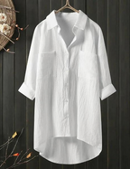 Robe chemise femme coupe décontractée, six coloris, S au 5XL, blanc