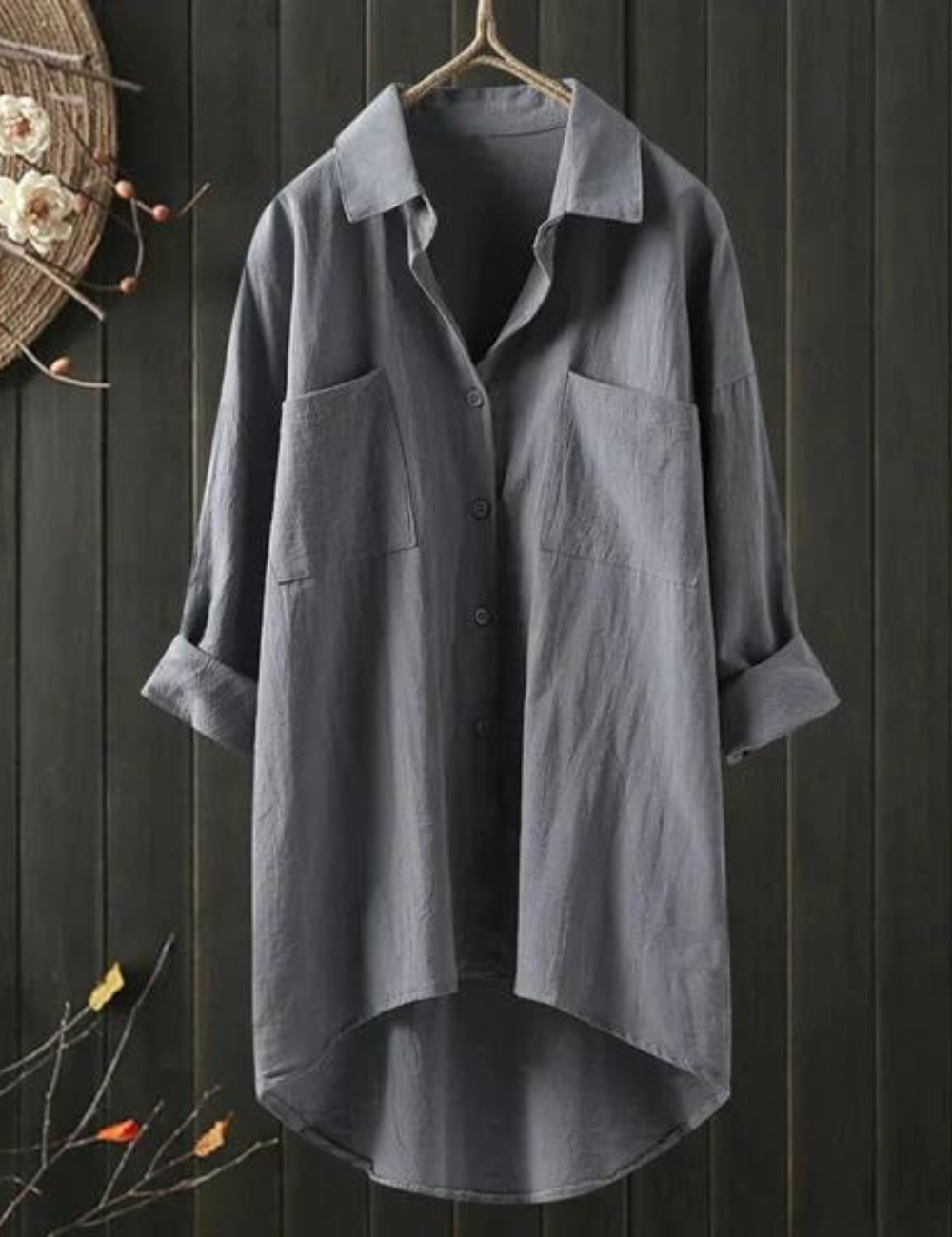 Robe chemise femme coupe décontractée, six coloris, S au 5XL, gris