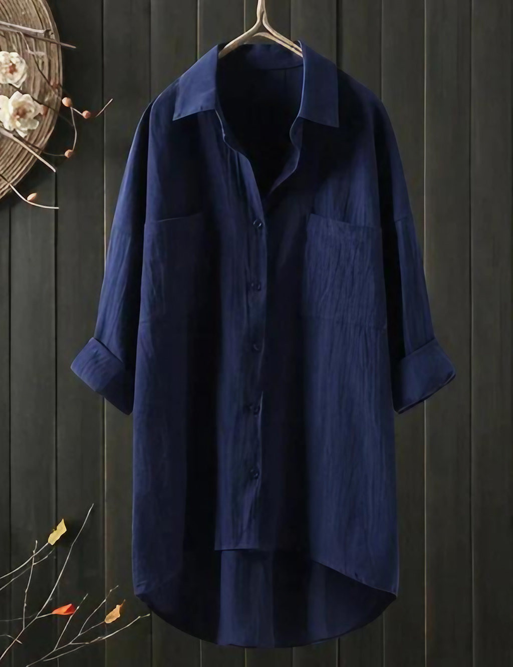 Robe chemise femme coupe décontractée, six coloris, S au 5XL, bleu