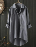 Robe chemisier d'été femme à manches courtes, du S au 5XL, gris