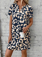 Robe imprimé léopard col V à manches courtes, du S au XL