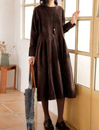Robe d'été femme coupe ample, manches courtes, trois coloris, marron