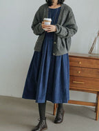 Robe d'été femme coupe ample, manches courtes, trois coloris