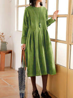 Robe d'été femme coupe ample, manches courtes, trois coloris, vert