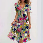 Robe femme à manches courtes, coupe sobre, cinq coloris, beige