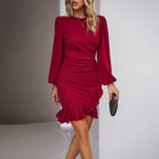 Robe cocktail femme classique, quatre coloris, du S au XL, rouge vin
