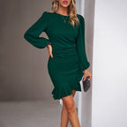 Robe cocktail femme classique, quatre coloris, du S au XL, vert foncé