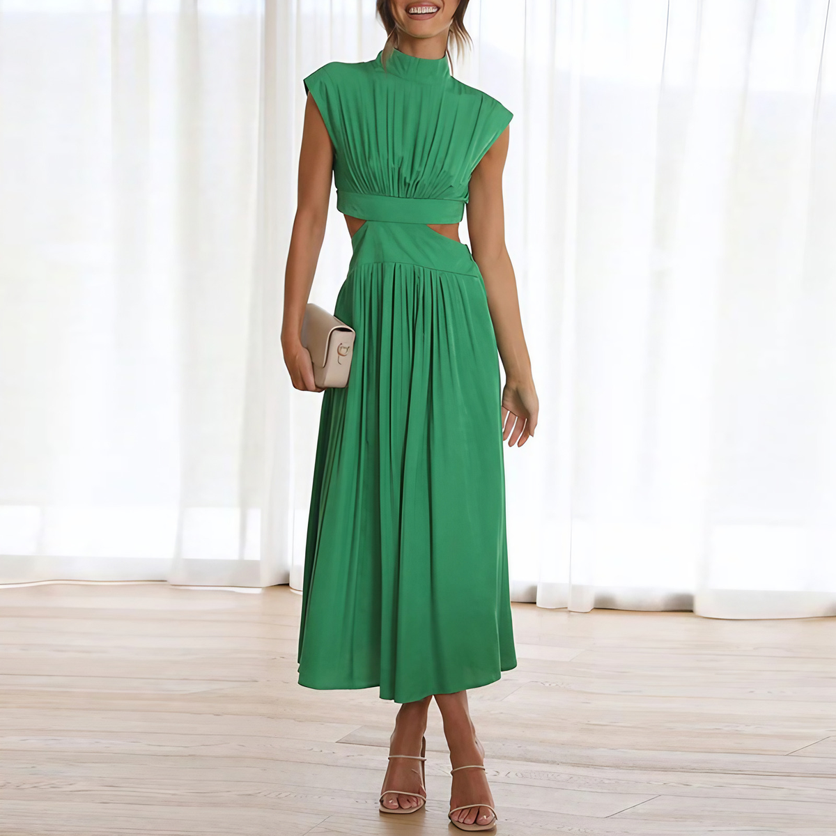 Robe cocktail femme extensible, cinq coloris, du S au XL, vert