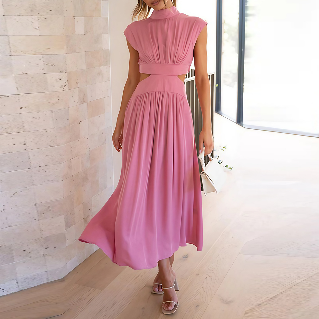 Robe cocktail femme extensible, cinq coloris, du S au XL, rose