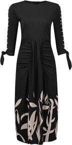 Robe de cocktail fleurie femme, manches courtes, du S au 3XL