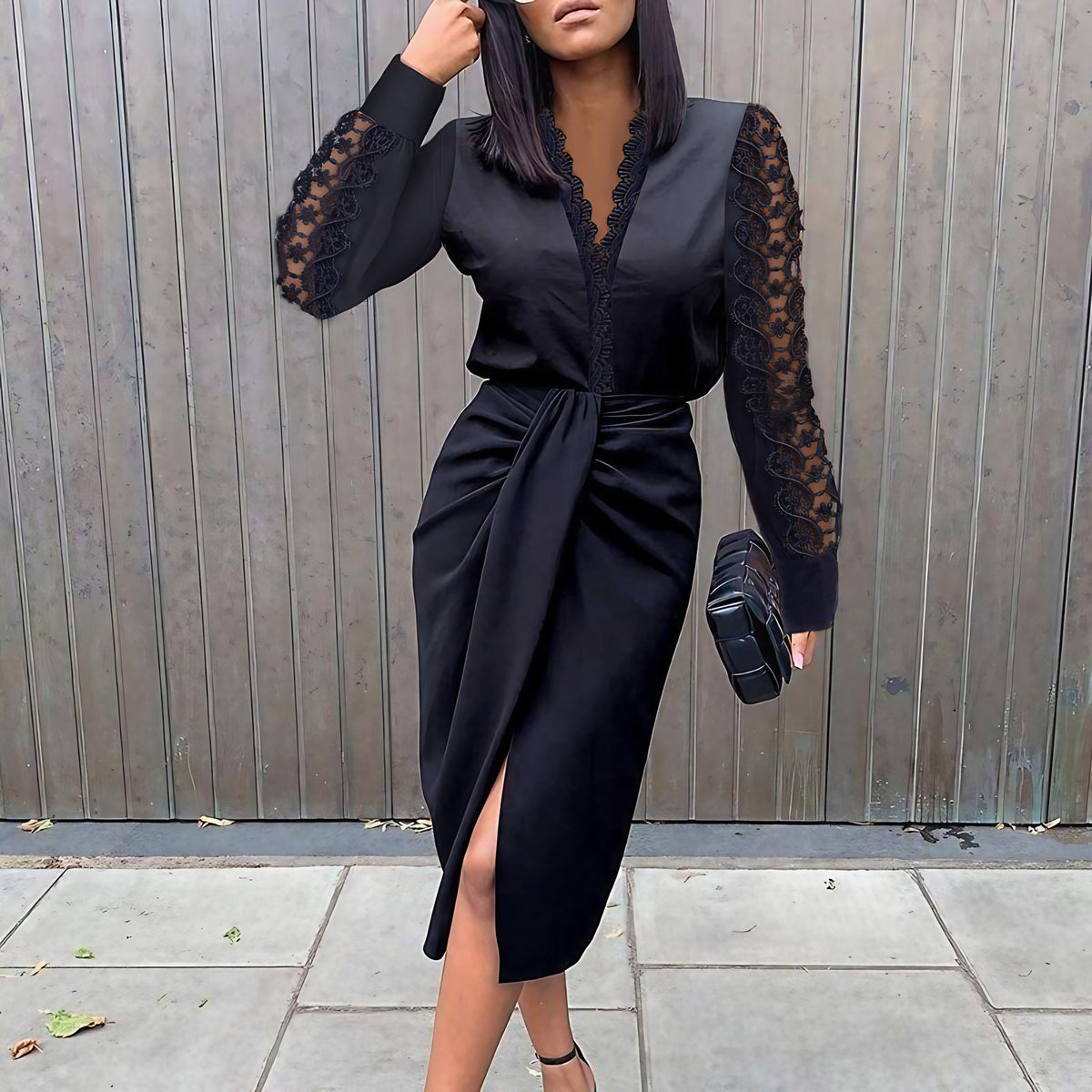 Robe de cocktail fleurie femme, manches courtes, du S au 3XL, noir uni
