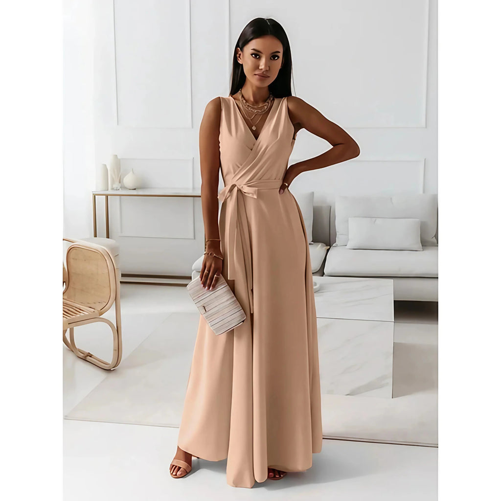 Robe col V femme ajustée à plis, sept coloris, du S au 2XL, kaki