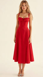 Robe corset femme à jupe fluide, huit coloris, du S au 2XL, rouge