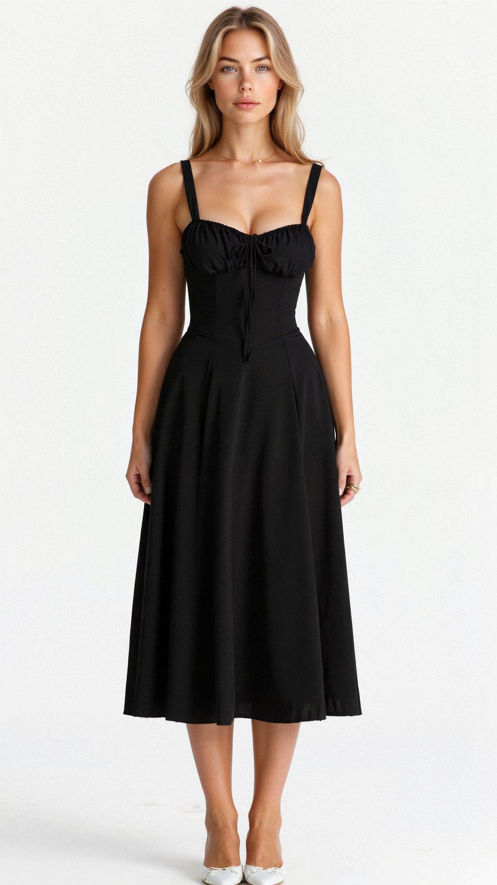 Robe corset femme à jupe fluide, huit coloris, du S au 2XL, noir