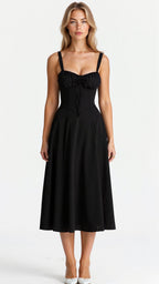 Robe corset femme à jupe fluide, huit coloris, du S au 2XL, noir