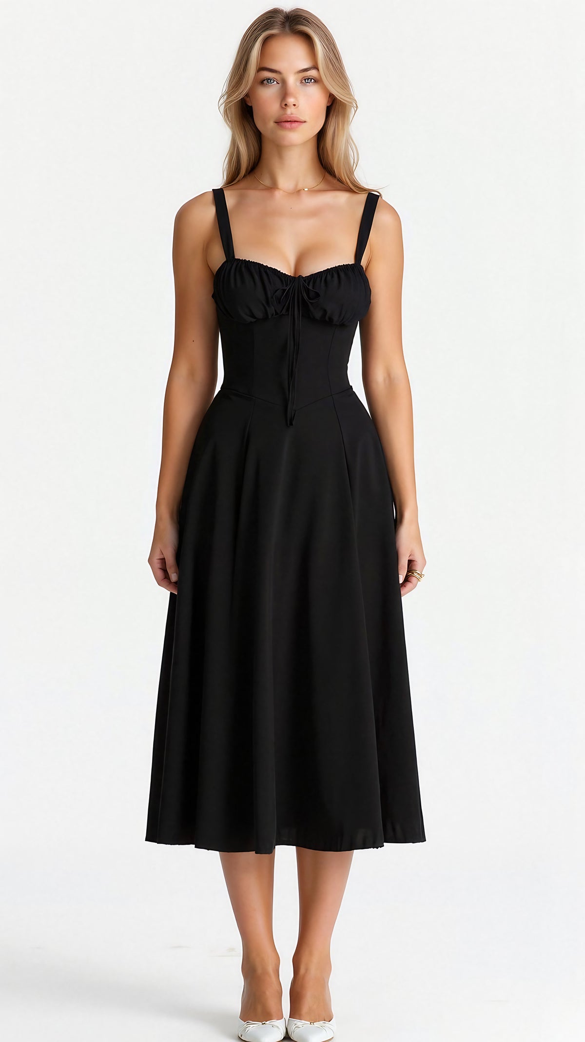 Robe corset femme à jupe fluide, huit coloris, du S au 2XL, noir