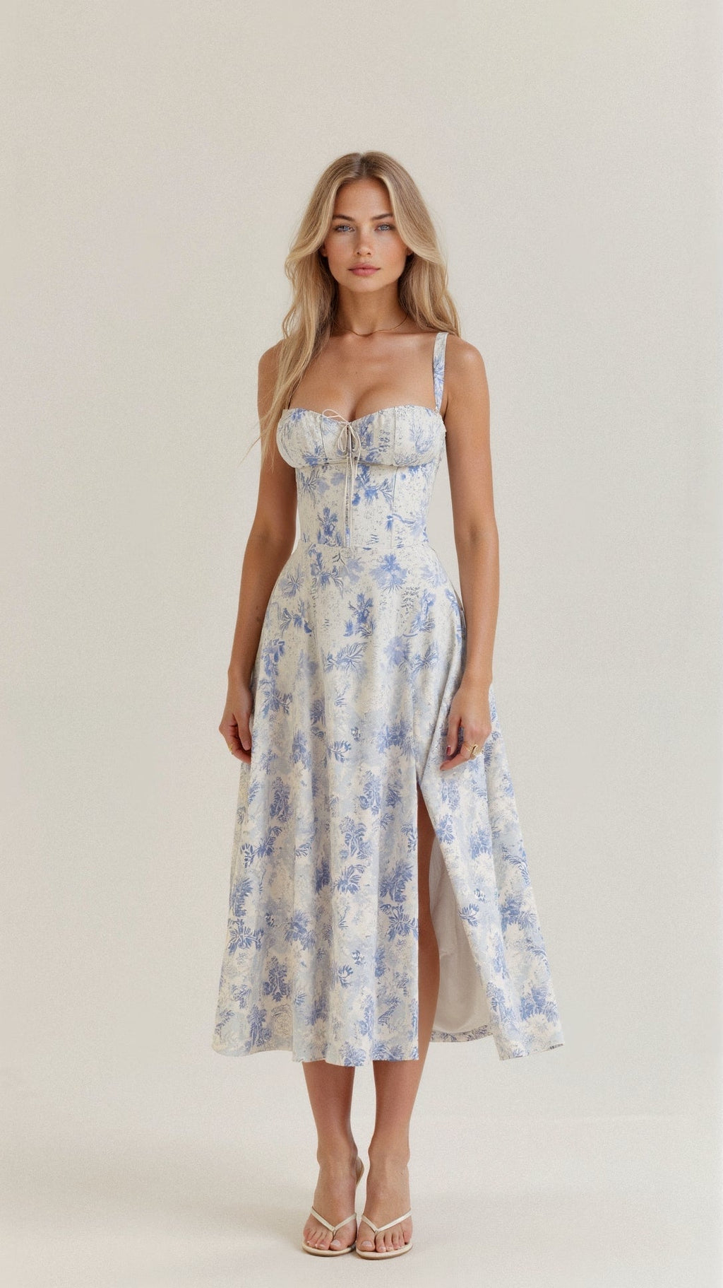 Robe corset femme à jupe fluide, huit coloris, du S au 2XL, bleu