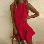 Robe courte femme coupe fluide, treize coloris, du XS au 3XL, rouge