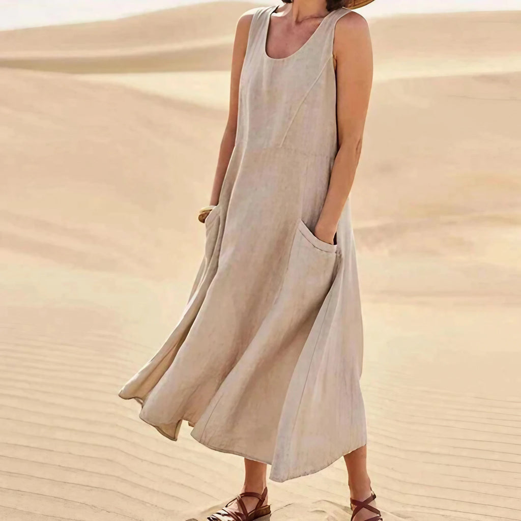 Robe débardeur oversize femme, coupe ample, neuf coloris, kaki