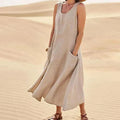 Robe débardeur oversize femme, coupe ample, neuf coloris, kaki