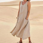 Robe débardeur oversize femme, coupe ample, neuf coloris, kaki