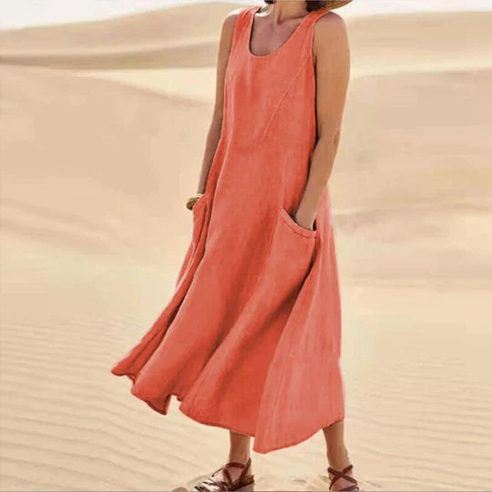 Robe débardeur oversize femme, coupe ample, neuf coloris, rouge corail