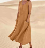 Robe débardeur oversize femme, coupe ample, neuf coloris, marron