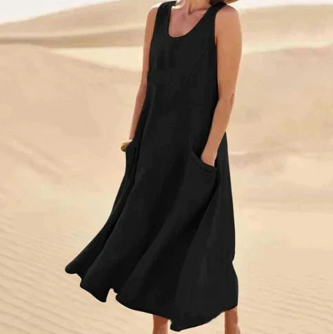 Robe débardeur oversize femme, coupe ample, neuf coloris, noir