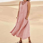 Robe débardeur oversize femme, coupe ample, neuf coloris, rose