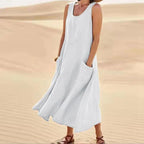 Robe débardeur oversize femme, coupe ample, neuf coloris, blanc