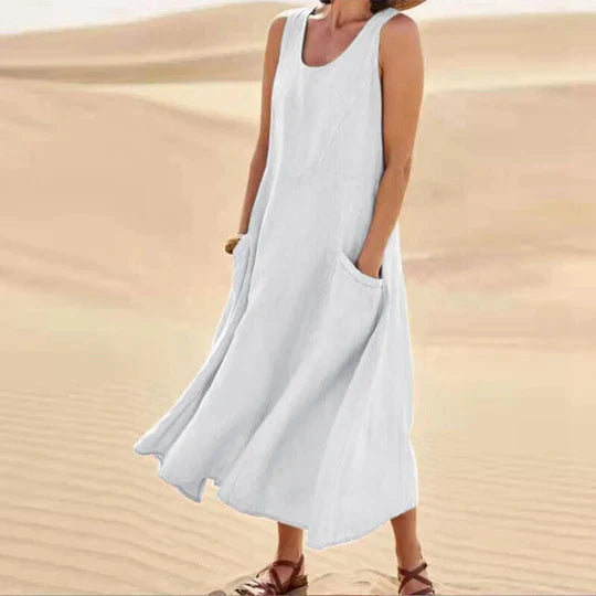 Robe débardeur oversize femme, coupe ample, neuf coloris, blanc