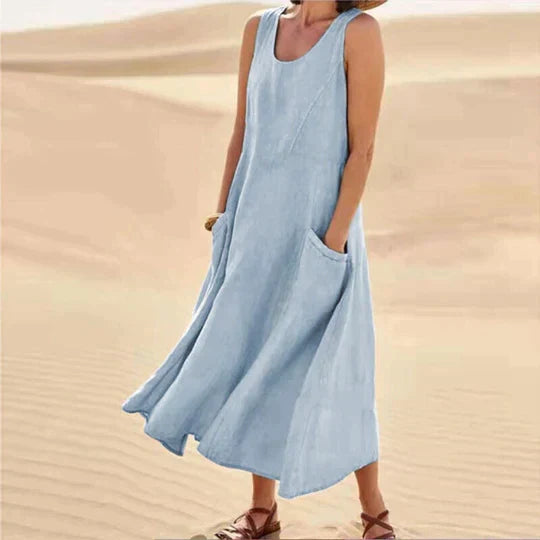 Robe débardeur oversize femme, coupe ample, neuf coloris, bleu ciel