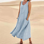 Robe débardeur oversize femme, coupe ample, neuf coloris, bleu ciel