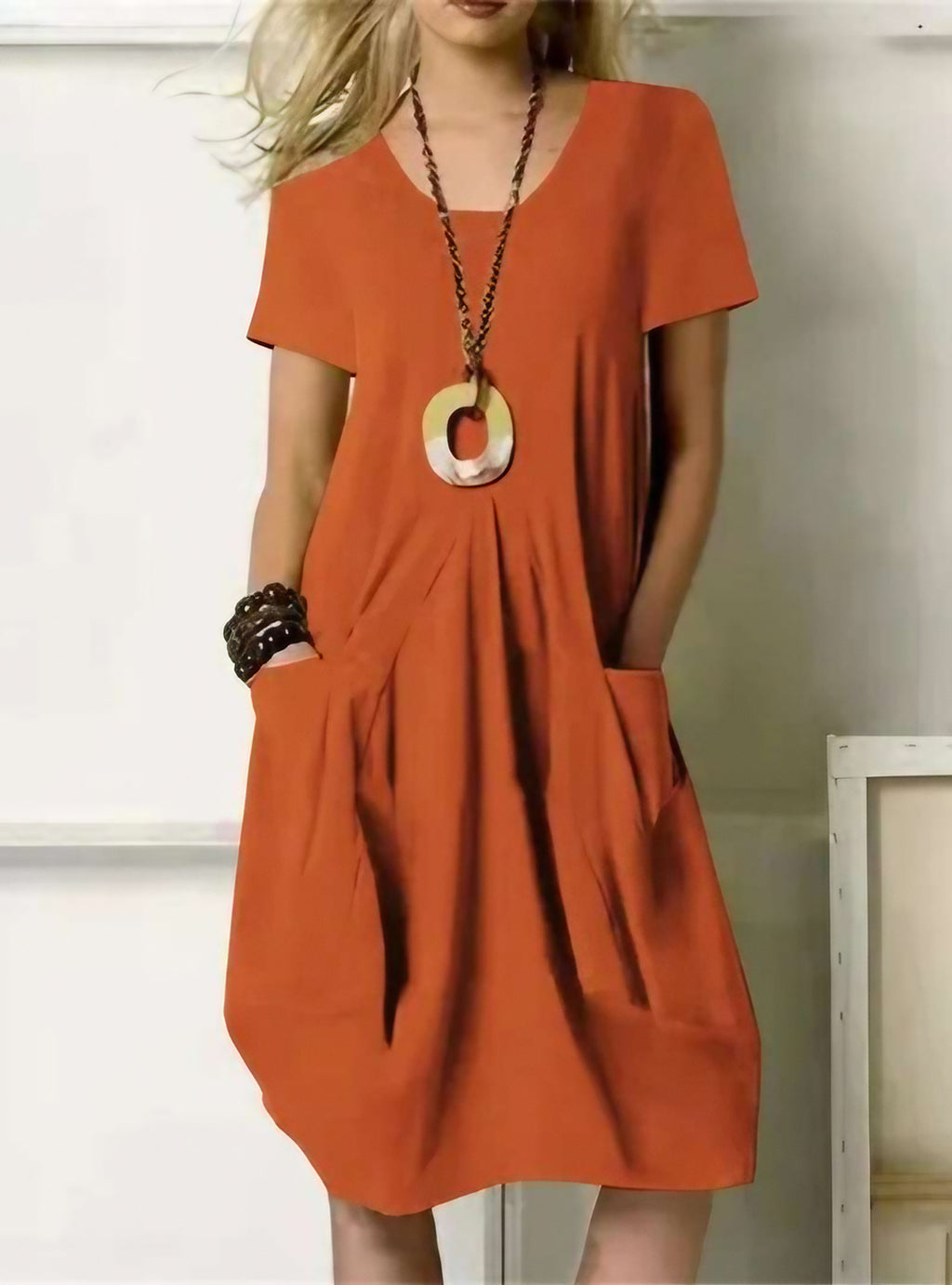 Robe fluide femme pour l'automne, quatre coloris, du S au 5XL, orange