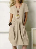 Robe fluide femme pour l'automne, quatre coloris, du S au 5XL, beige