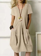 Robe fluide femme pour l'automne, quatre coloris, du S au 5XL, beige