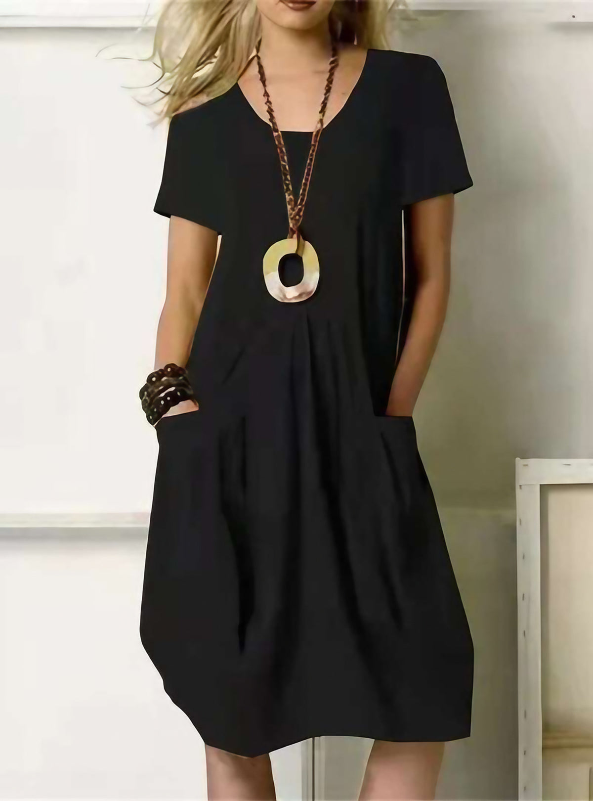 Robe fluide femme pour l'automne, quatre coloris, du S au 5XL, noir